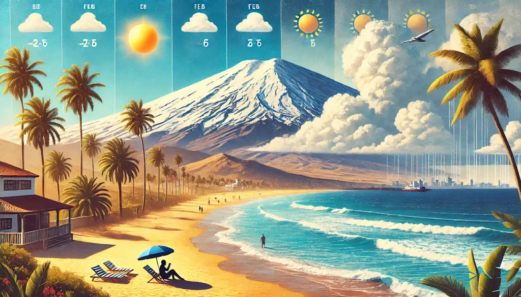 O tempo em Tenerife em fevereiro