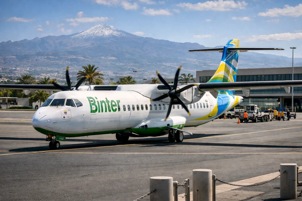 Самолёт Binter Canarias ATR 72 в аэропорту Тенерифе — межостровные перелёты